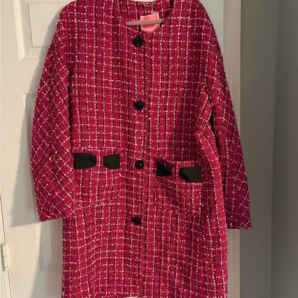 Kate Spade Fuchsia Tweed Overcoat / Jacket Xl
